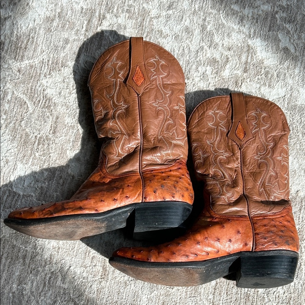 Genuine Ostrich Full Quill Leather Western Boots - Picture 3 of 14